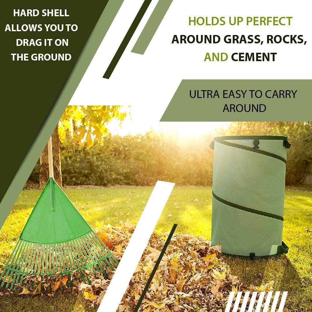 Collapsible Garden Waste Bag + Leaf Scoop Hand Rakes