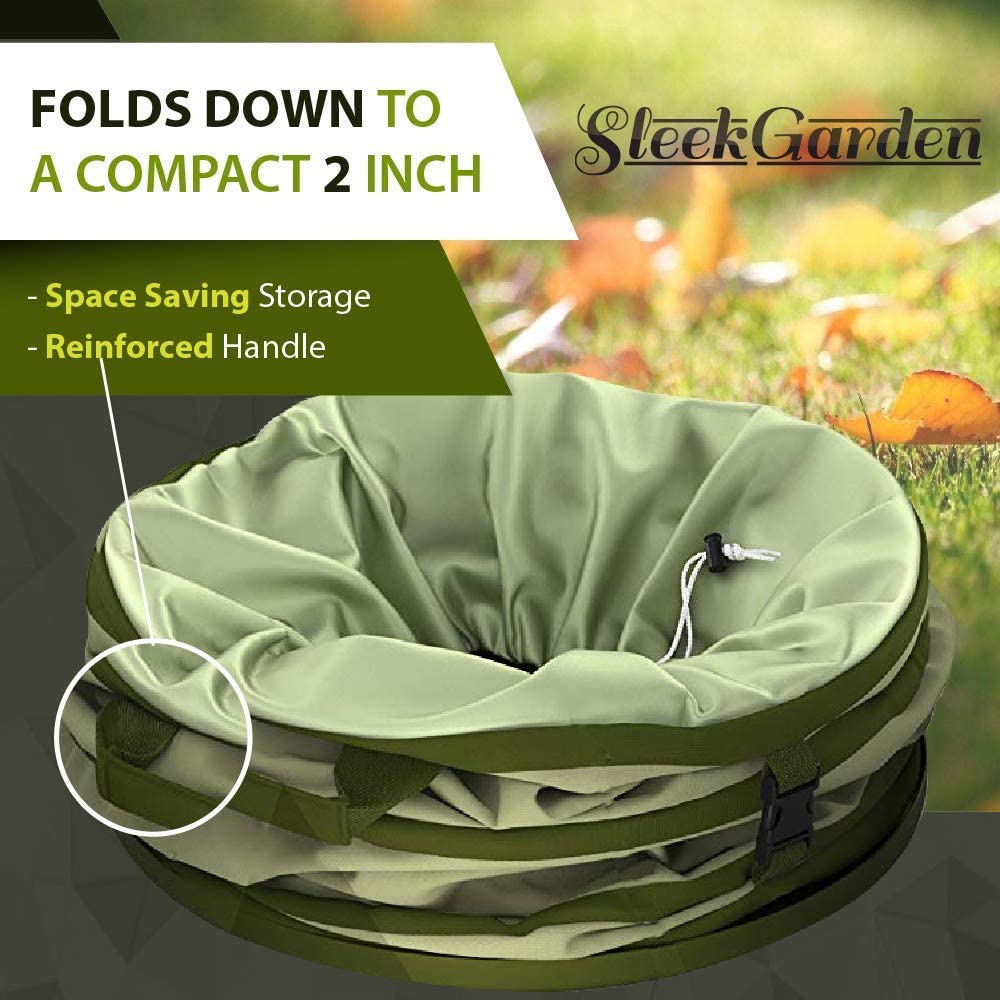 Walkingpround 2 Pack Pop-Up Garden Waste Bags 63 Gallons Lawn & Leaf Bags Container Spring Buckets Collapsible Durable Reusable