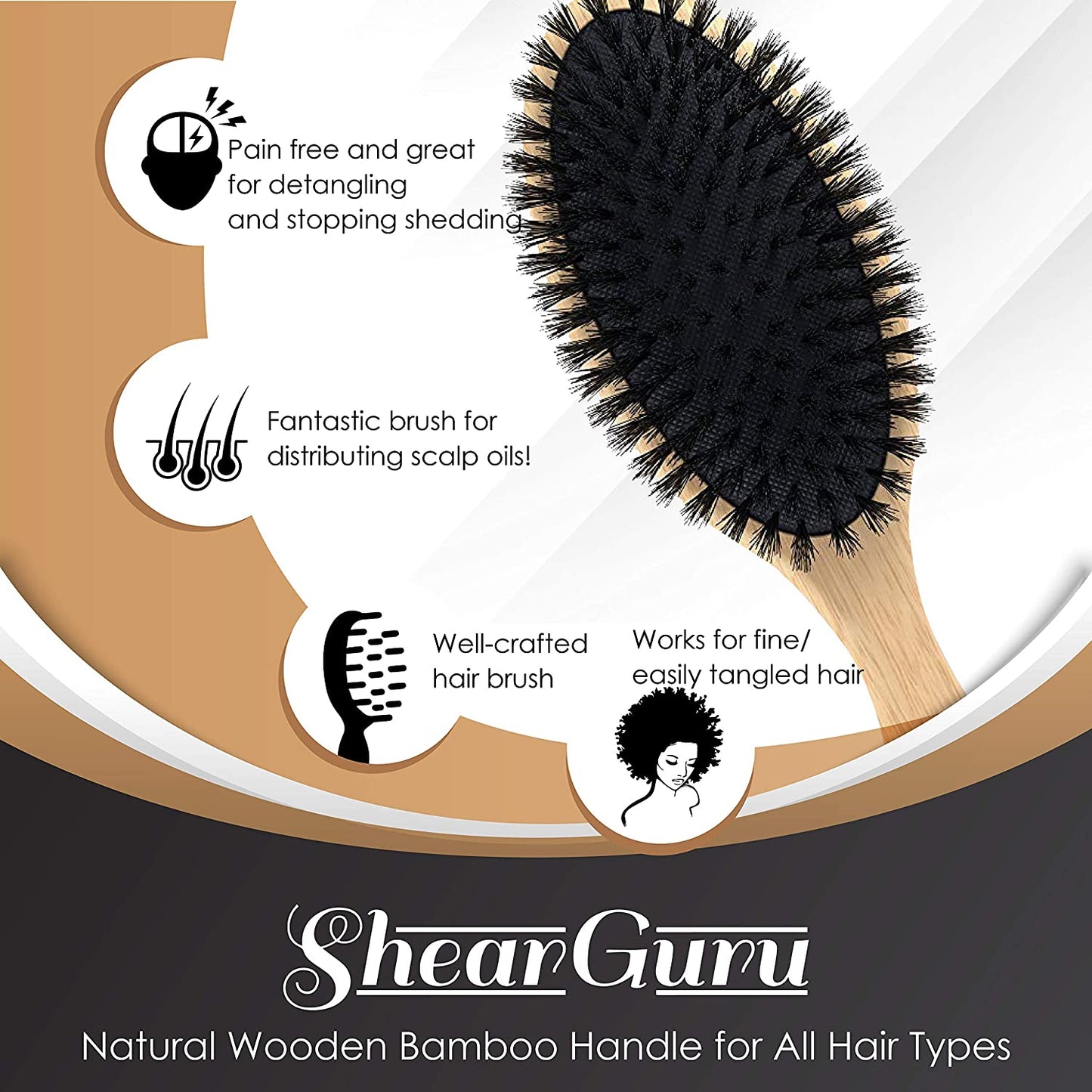 Boar Bristle Detangling Hair Brush